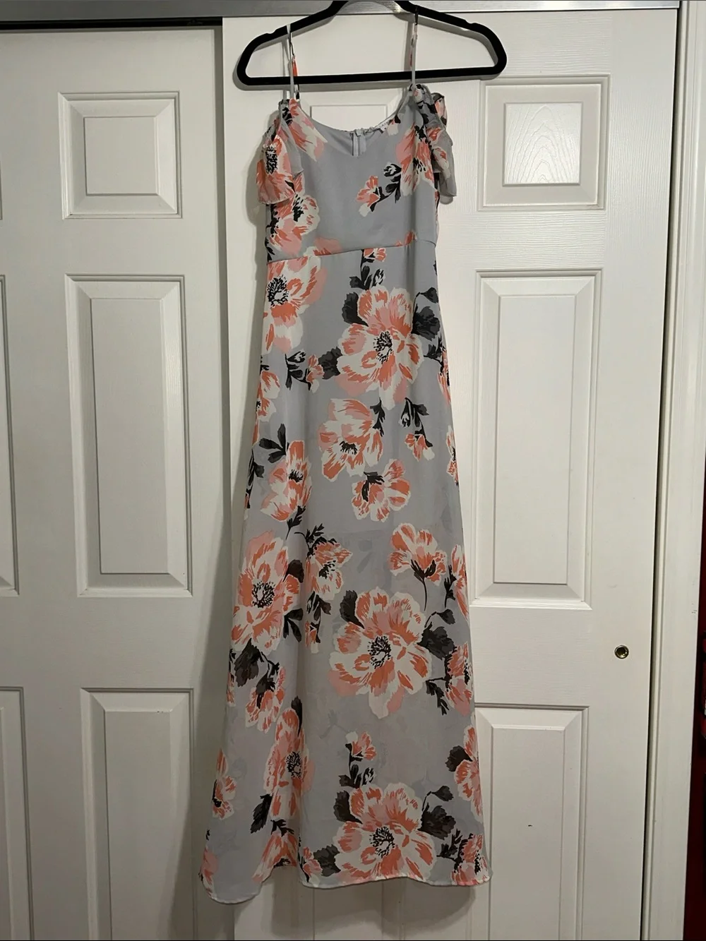 grey and peach dress Buy Grey Floral Printed Dress with Peach Drape Online for Woman